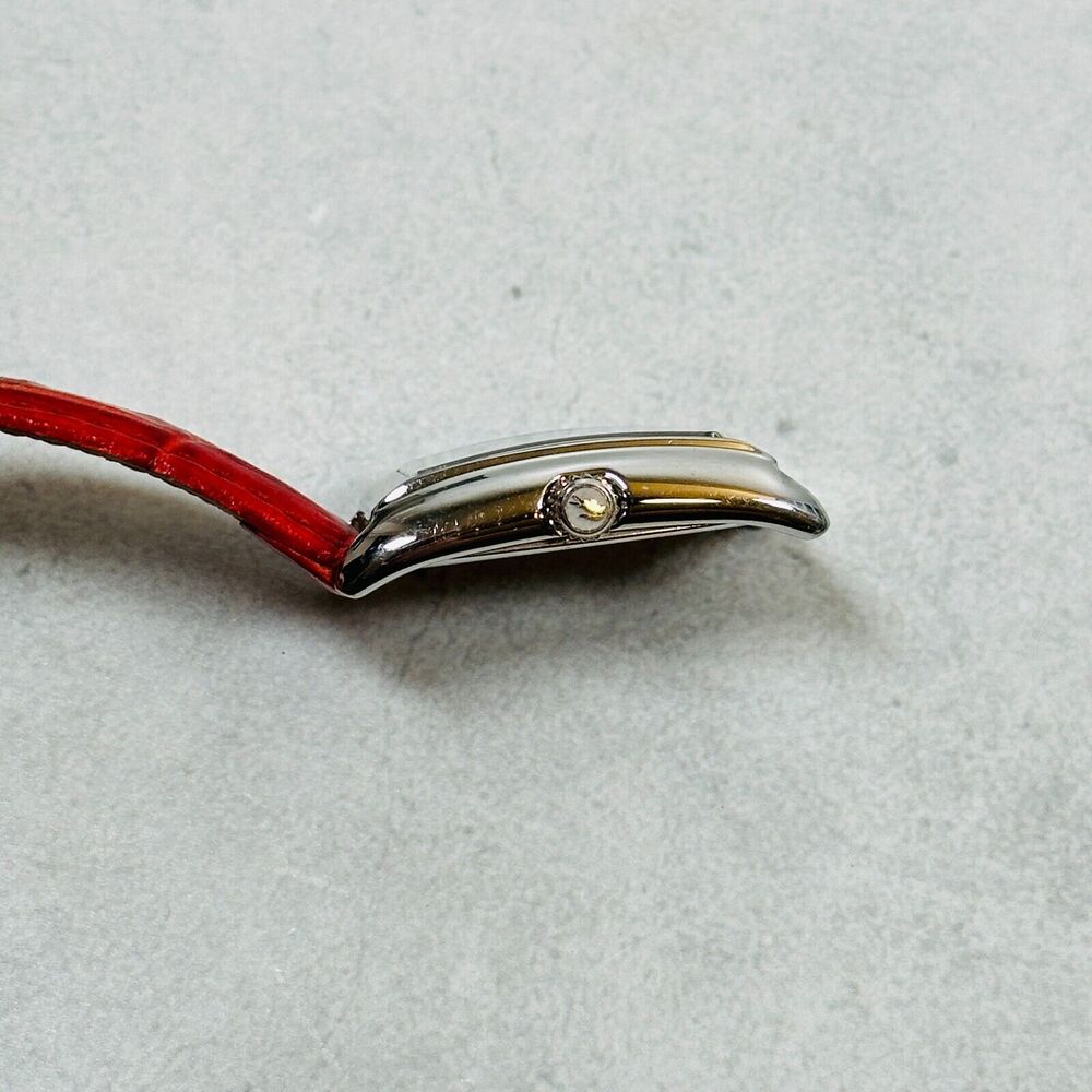 Lacoste Watch Womens 24mm Silver Tone Red Leather Strap New Battery FLAWED READ - Picture 5 of 11